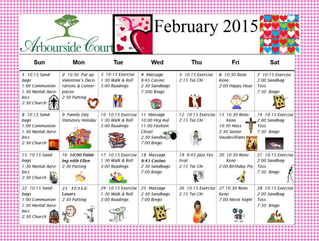 Arbourside Court Calendar Feb 2015