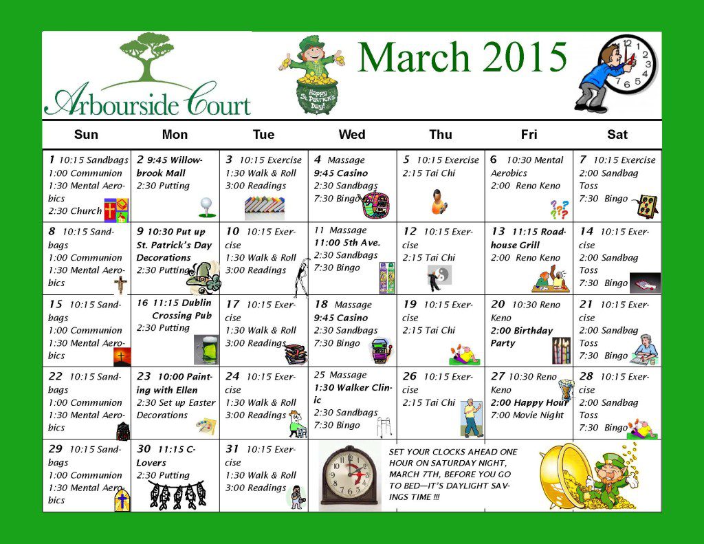 March 2015 Activity Calendar