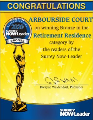 Best of Surrey 0 Readers Choice Award - Best Retirement Residence Arbourside Court.