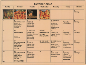 Arbourside October Calendar