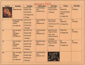 Arbourside January Calendar