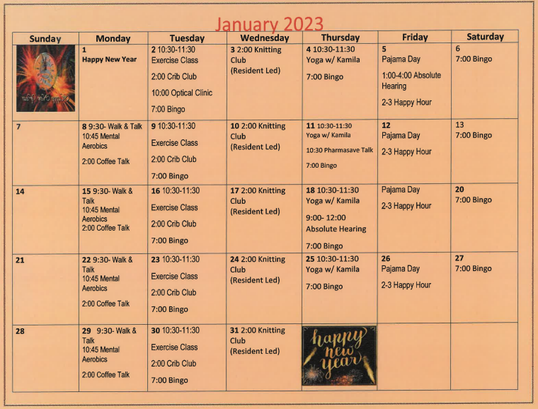 Arbourside January Calendar
