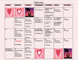 Arbourside February Calendar