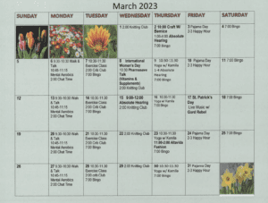 March activity calendar