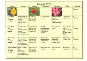 Arbourside March Calendar