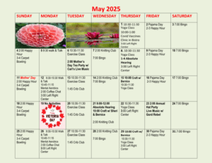 Arbourside May Calendar of Activity