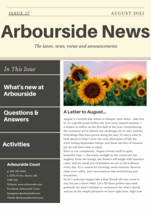 Arbourside Court August 2025 Newsletter