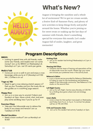 Arbourside Court August 2025 Newsletter