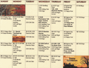 Arbourside Court October 2025 Activity Calendar