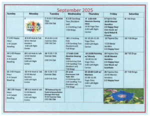 Arbourside Court September 2025 Activity Calendar